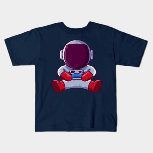 Cute Astronaut Playing Game with Controller Cartoon Kids T-Shirt